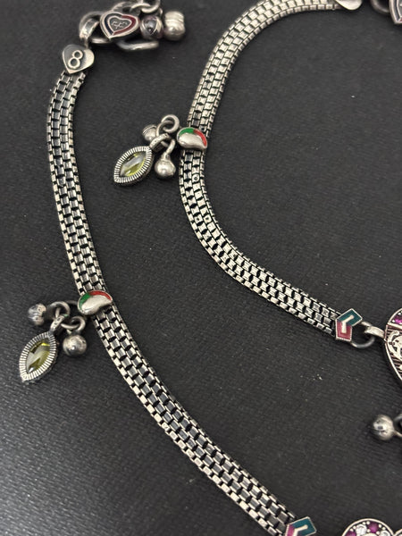 Silver Retro Anklet