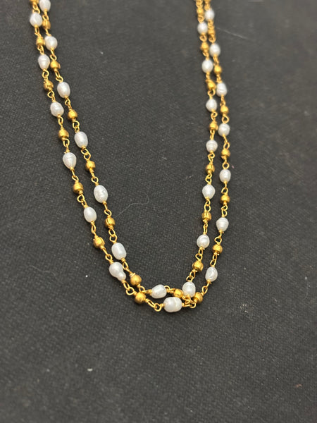 Silver Gold Plated Pearl Double Layer Neckpiece