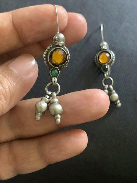 Vintage Yellow Glass Small Earrings