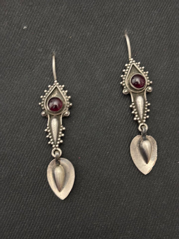 Garnet Silver Earrings