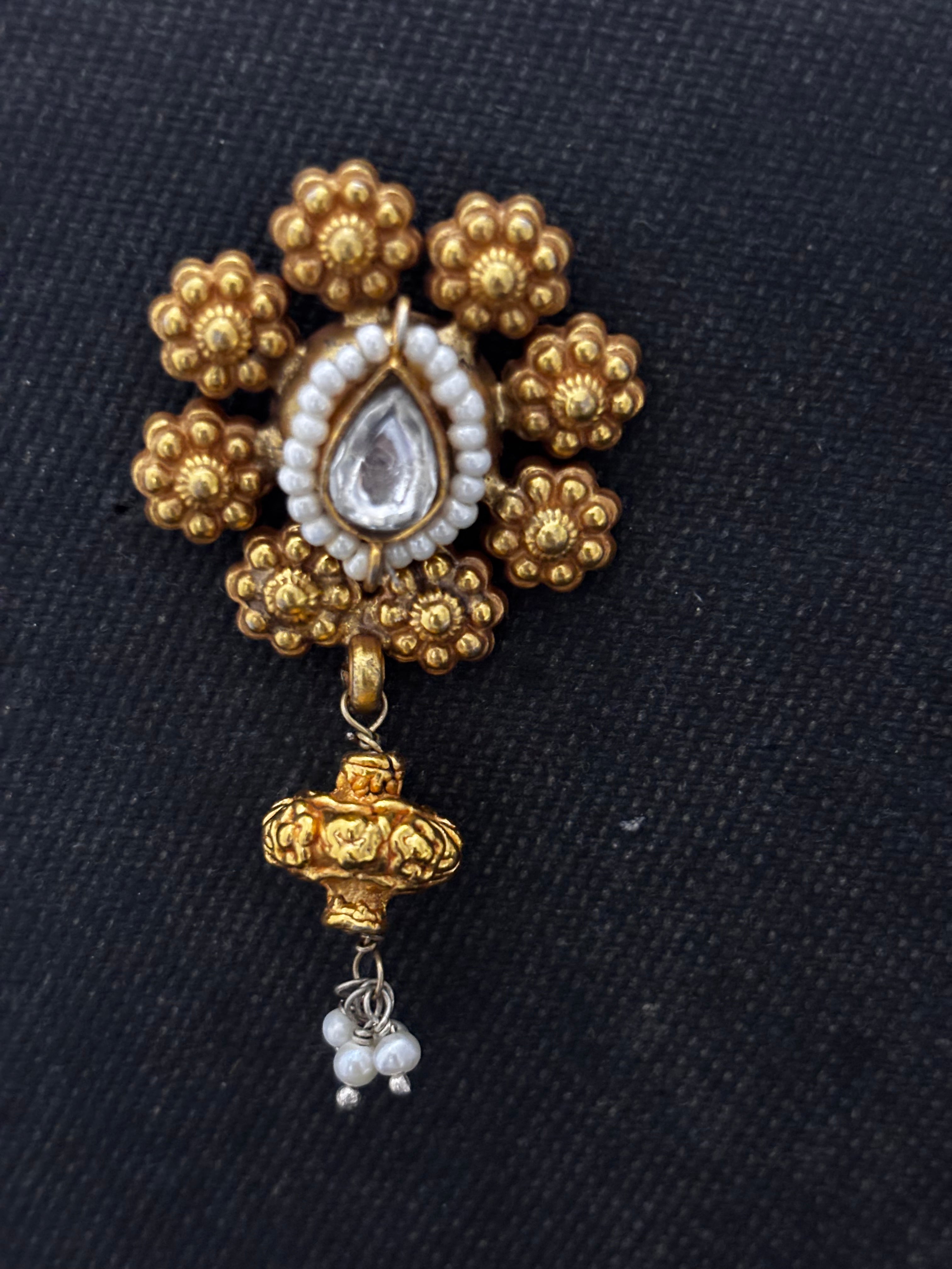 Gold Dipped Silver Kundan Earring