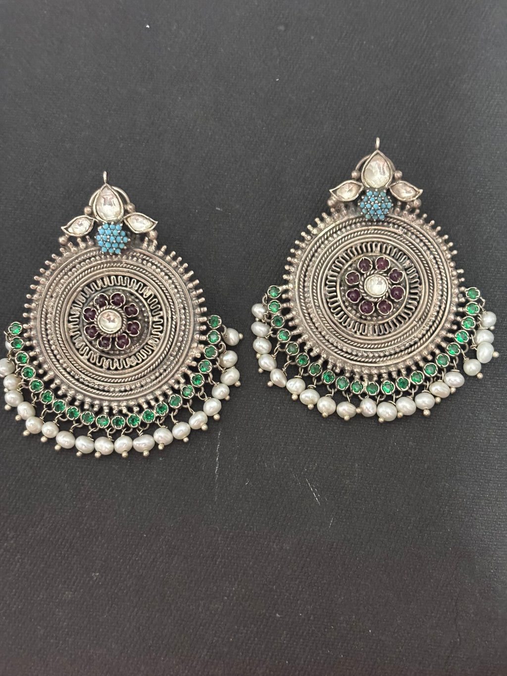 Silver Circular Statement Stud