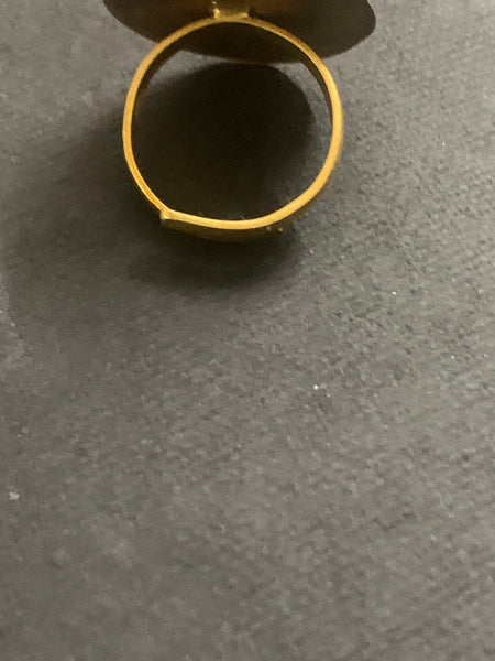 Vintage Gold Polished Vishnu Pada Finger Ring