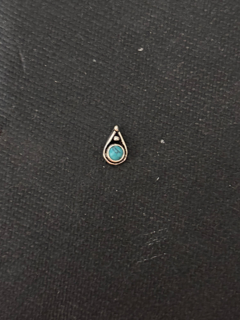 Turquoise Teardrop Silver Nosepin