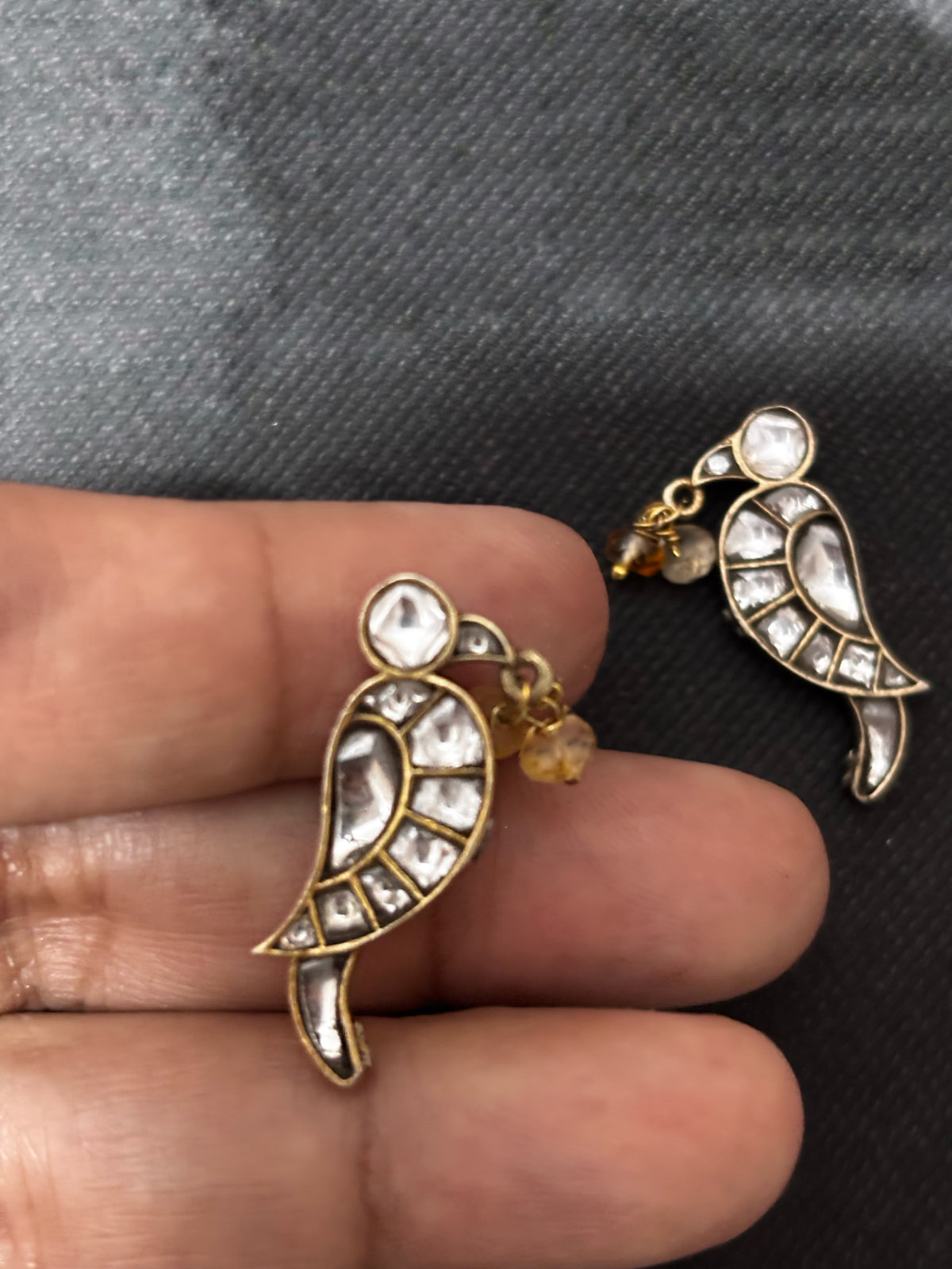 Silver Parrot Kundan Earring Studs