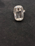 Faceted Clear Quartz Rectangle Silver Finger Ring