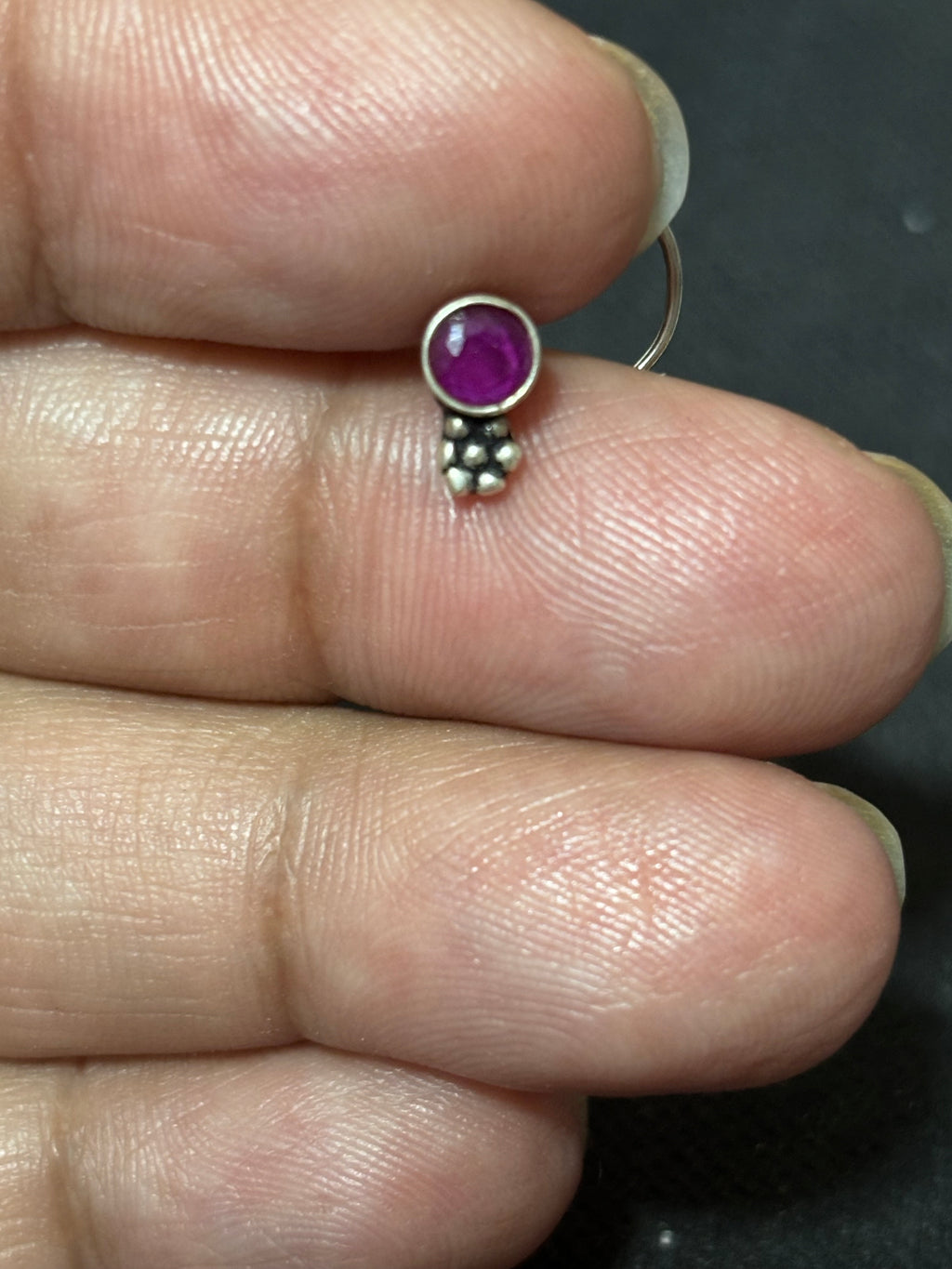 Dot With Flower Silver Nosepins