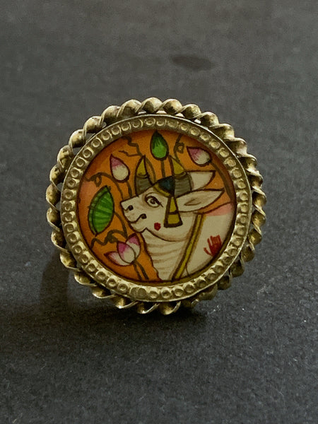 Handpainted Round Pichwai Ring