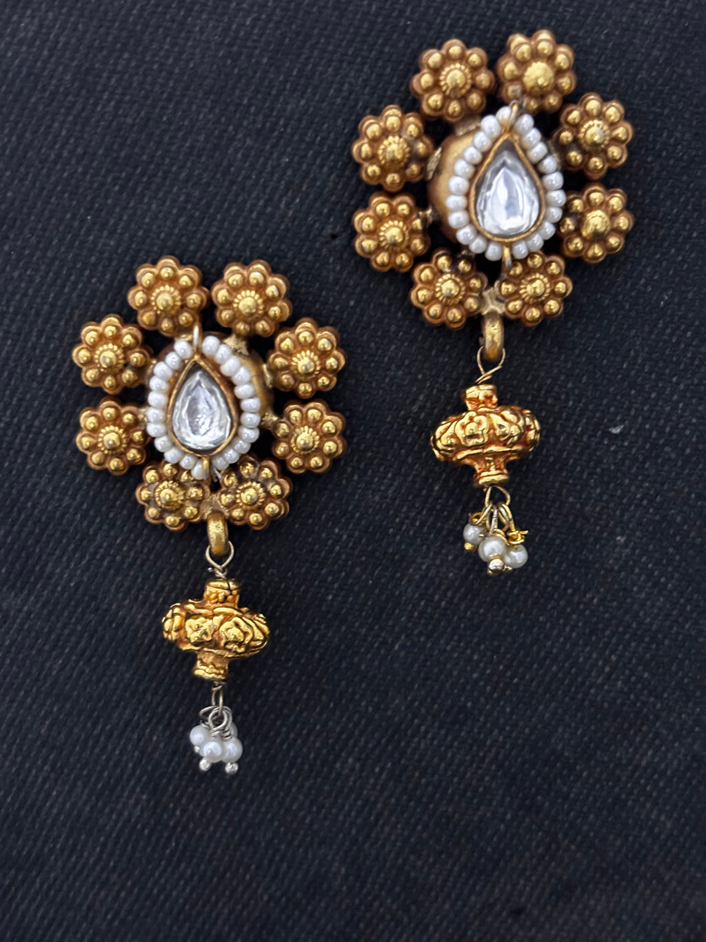 Gold Dipped Silver Kundan Earring
