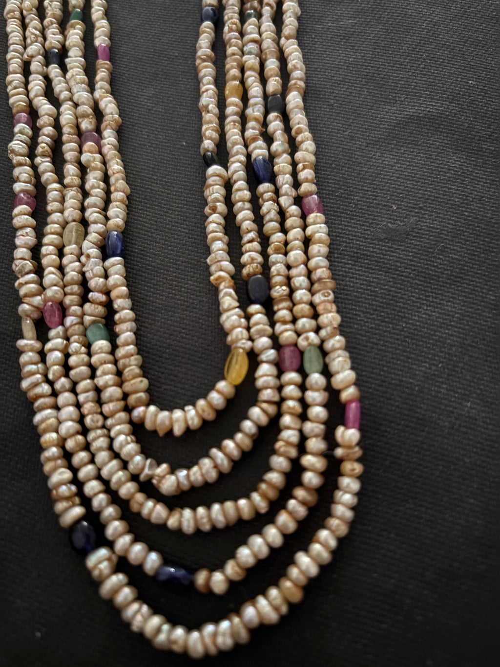 5 Line Pearl With Semi Precious Beads