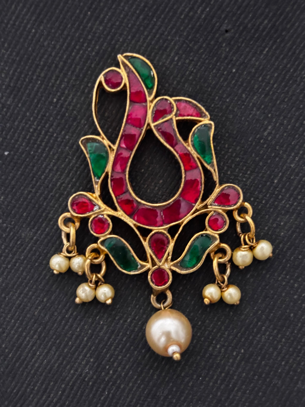 Silver Gold Plated Jadau Peacock Earrings
