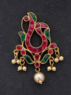 Silver Gold Plated Jadau Peacock Earrings