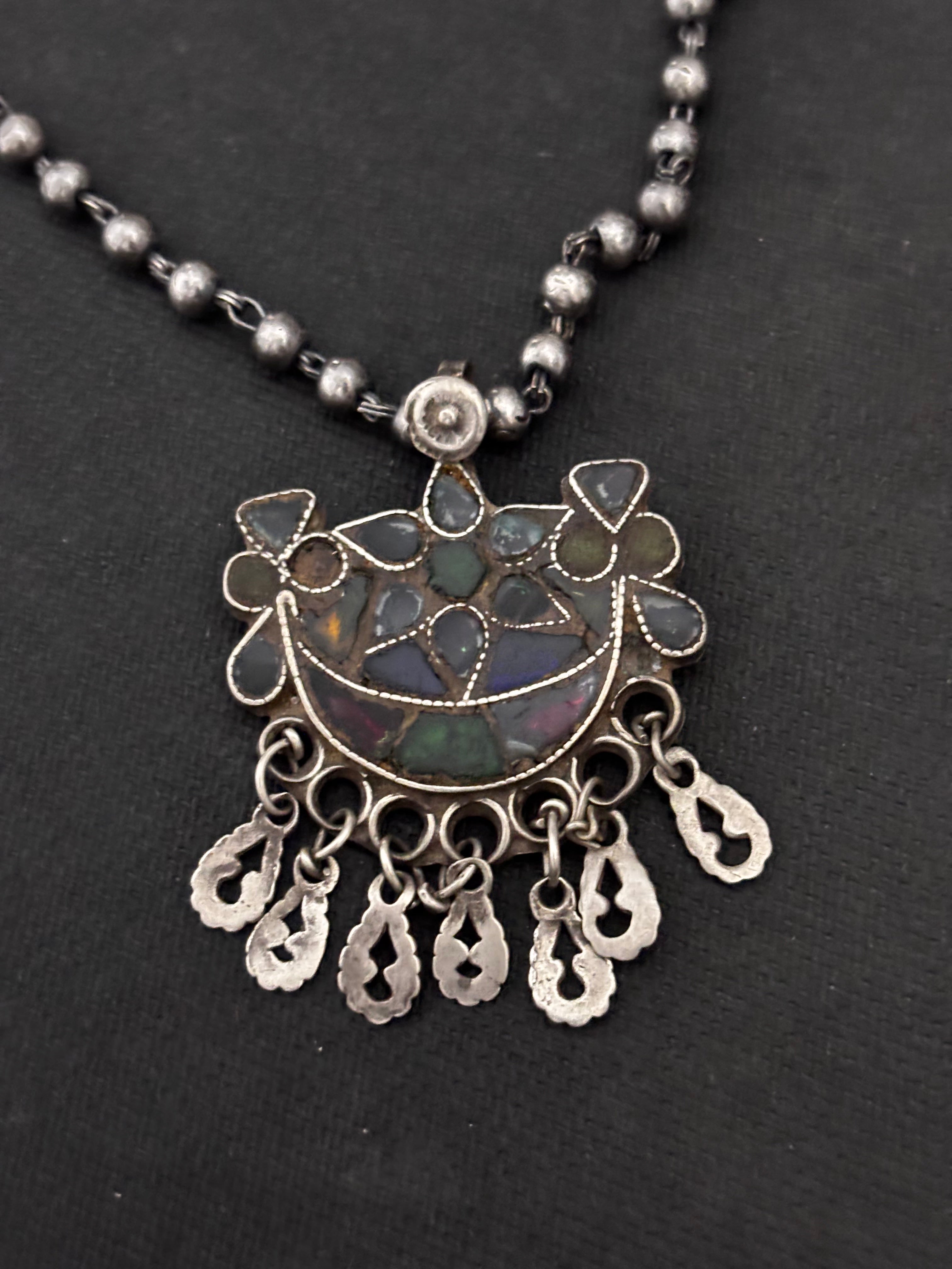 Vintage Silver Glass Pendant