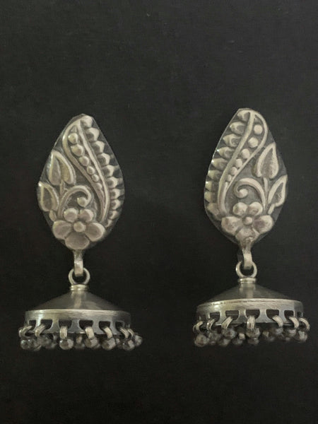 Silver Flower Top Jhumka