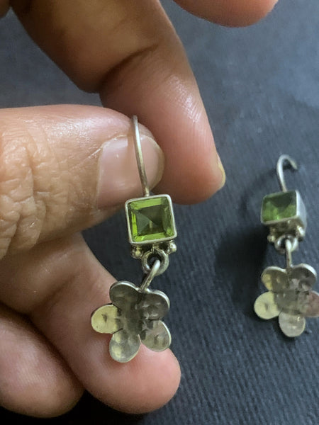 Peridot Flower Earrings