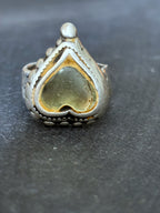 Silver Vintage Frosted Glass Finger Ring