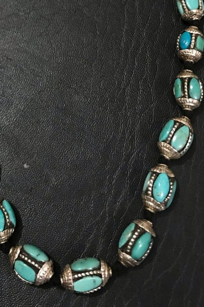 Turquoise Silver Bead Neckpiece