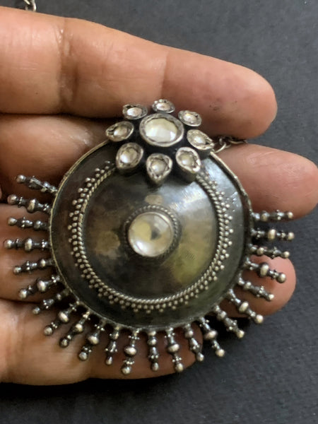 Silver Stone Round Pendant