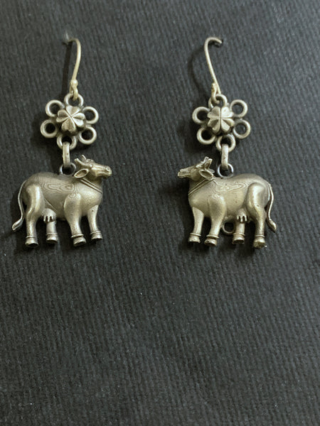 Silver Cow Earrings