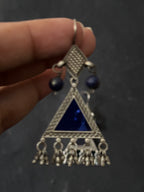 Ink Blue Glass Silver Earrings