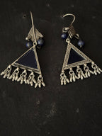 Ink Blue Glass Silver Earrings