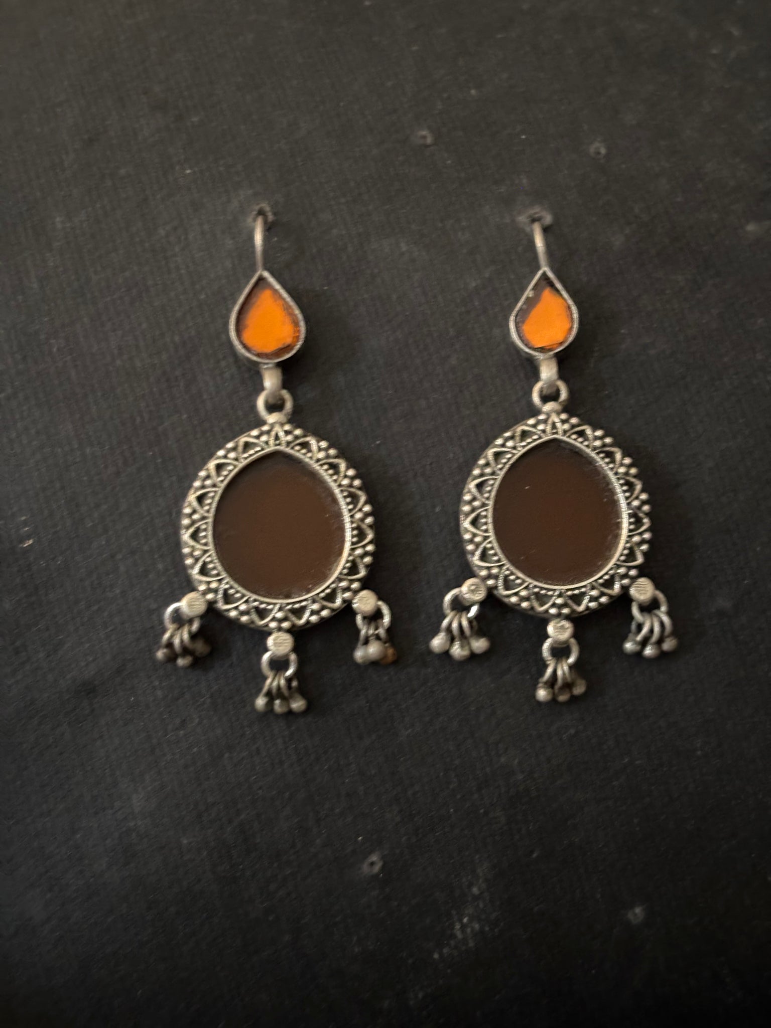 Sunset Orange Glass Silver Earrings