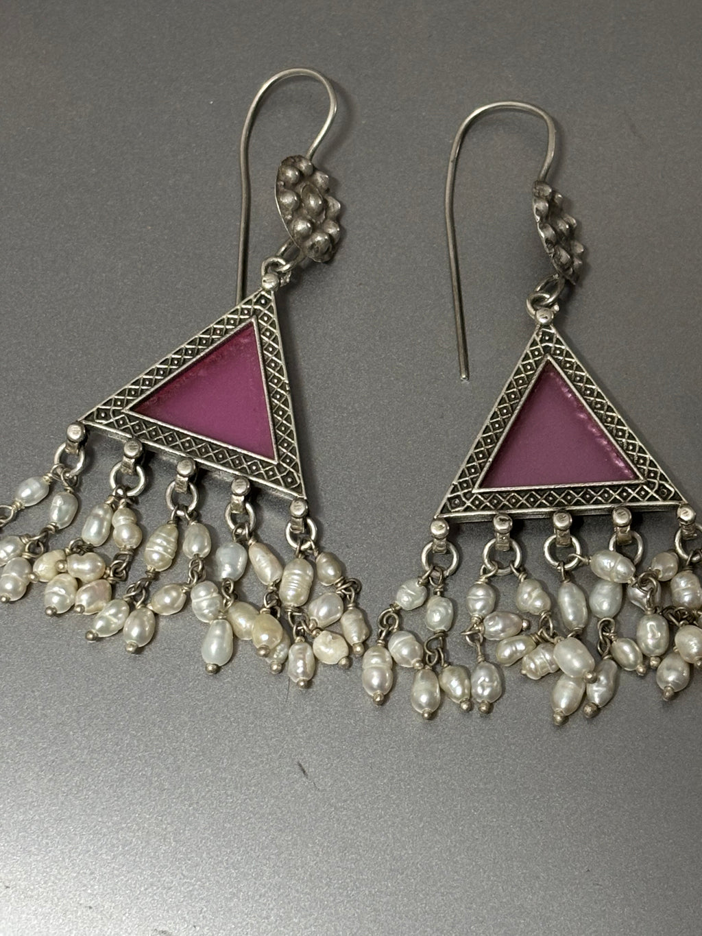 Light Pink Silver Earrings