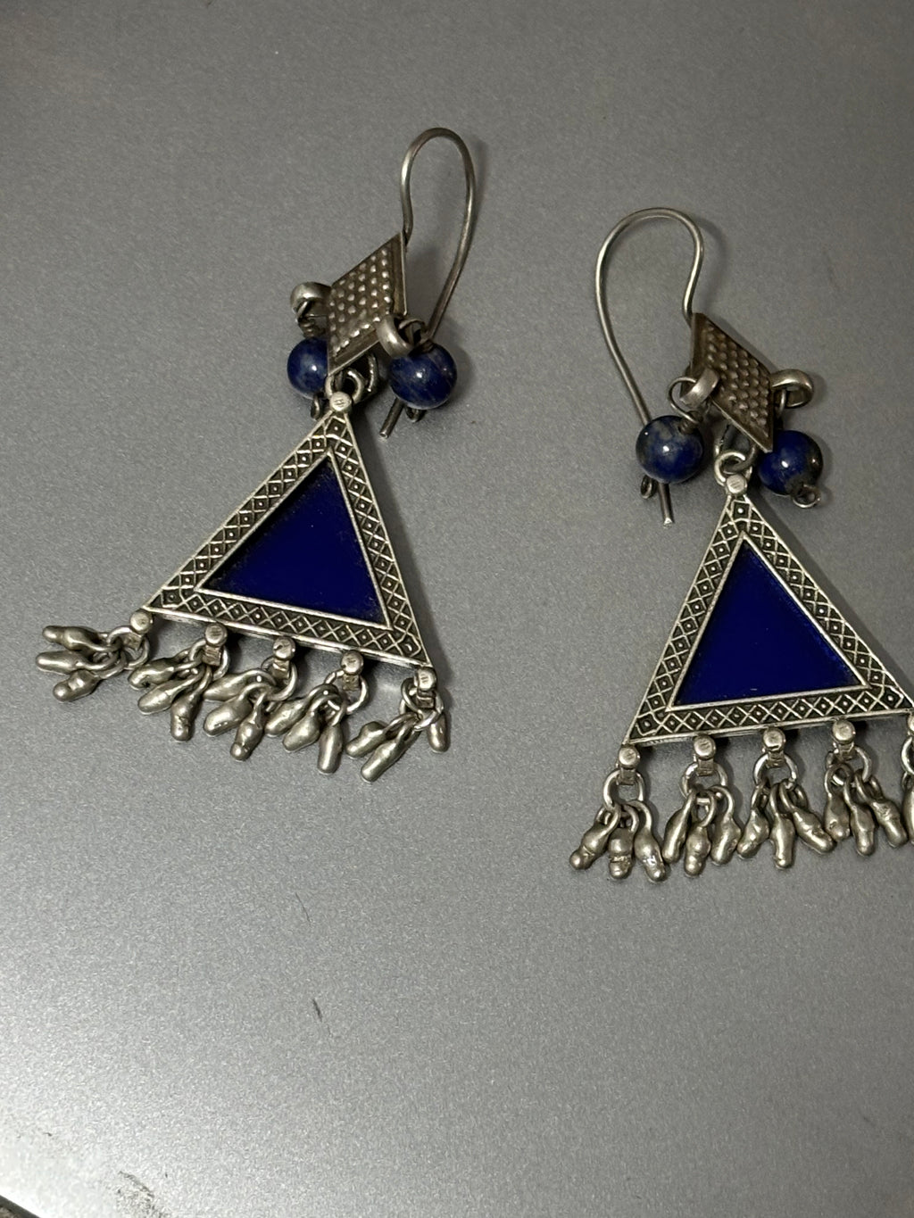 Ink Blue Glass Silver Earrings