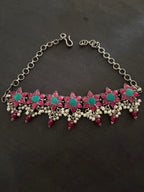 Silver Spinel and Turquoise Neckpiece