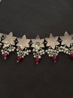 Silver Spinel and Turquoise Neckpiece