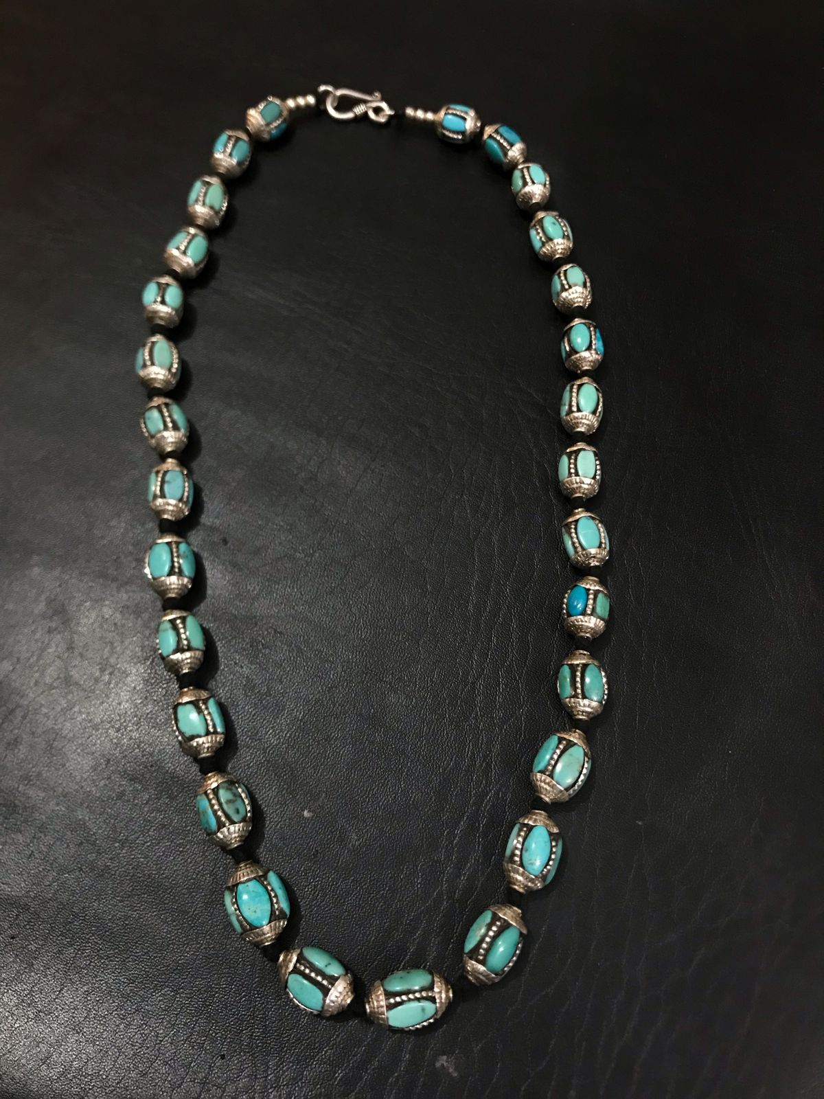 Turquoise Silver Bead Neckpiece