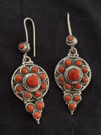 Coral Silver Danglers