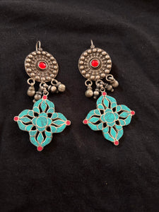 Turquoise Tibetan Inspired Earrings