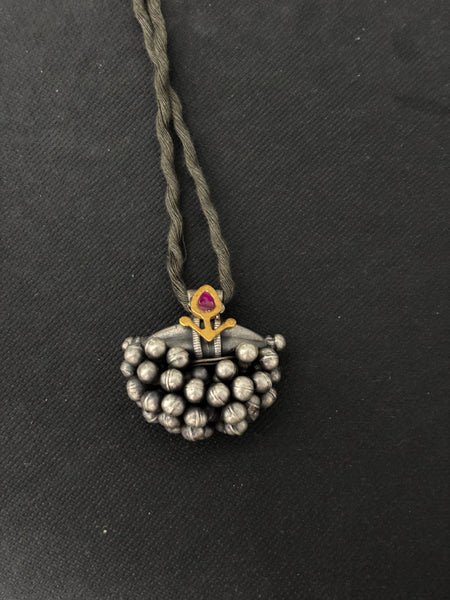 Silver Gajra Pendant With Detailing