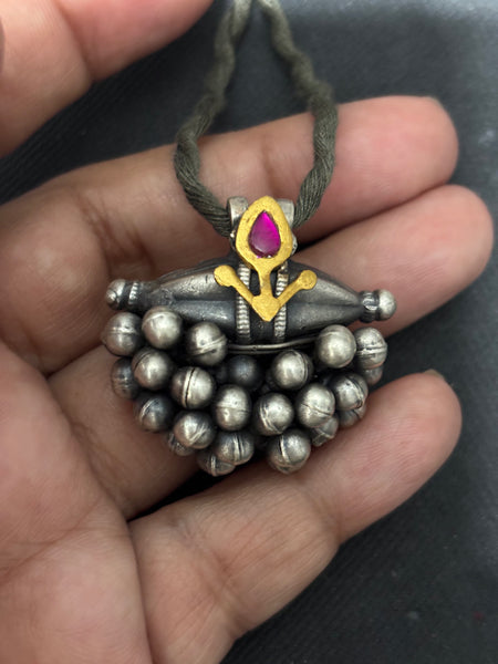 Silver Gajra Pendant With Detailing