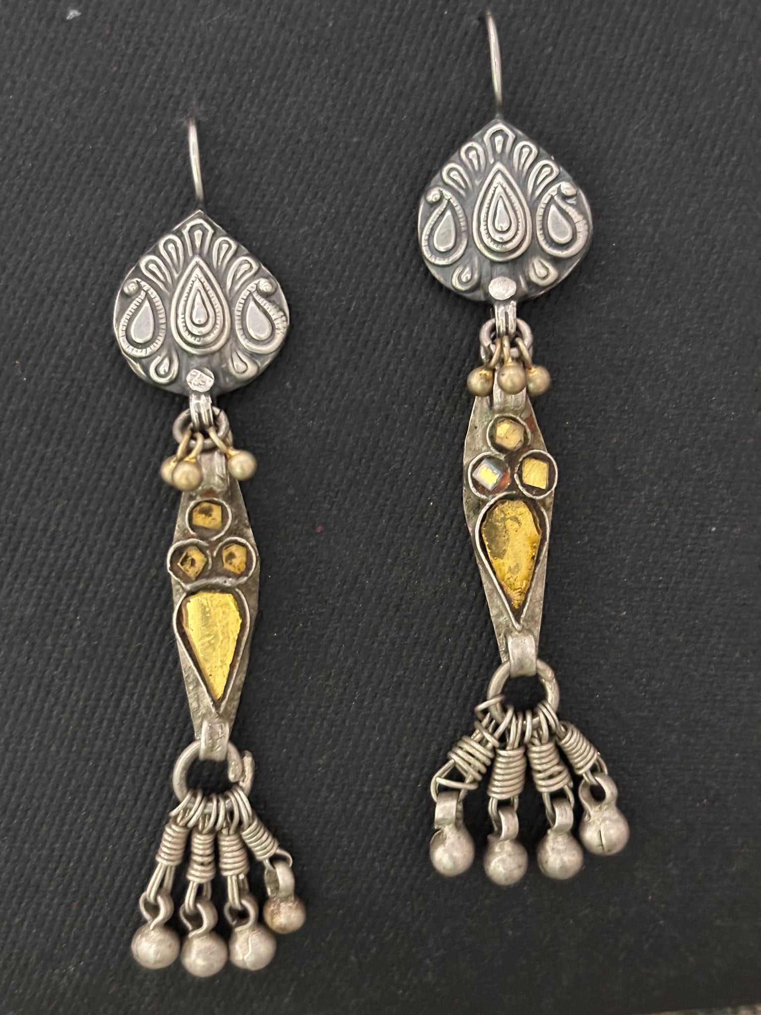 Silver Assembled Yellow Glass Earrings