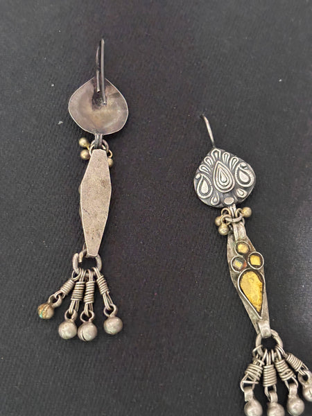 Silver Assembled Yellow Glass Earrings