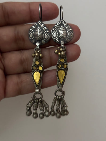 Silver Assembled Yellow Glass Earrings
