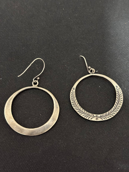 Tribal Design Silver Earrings