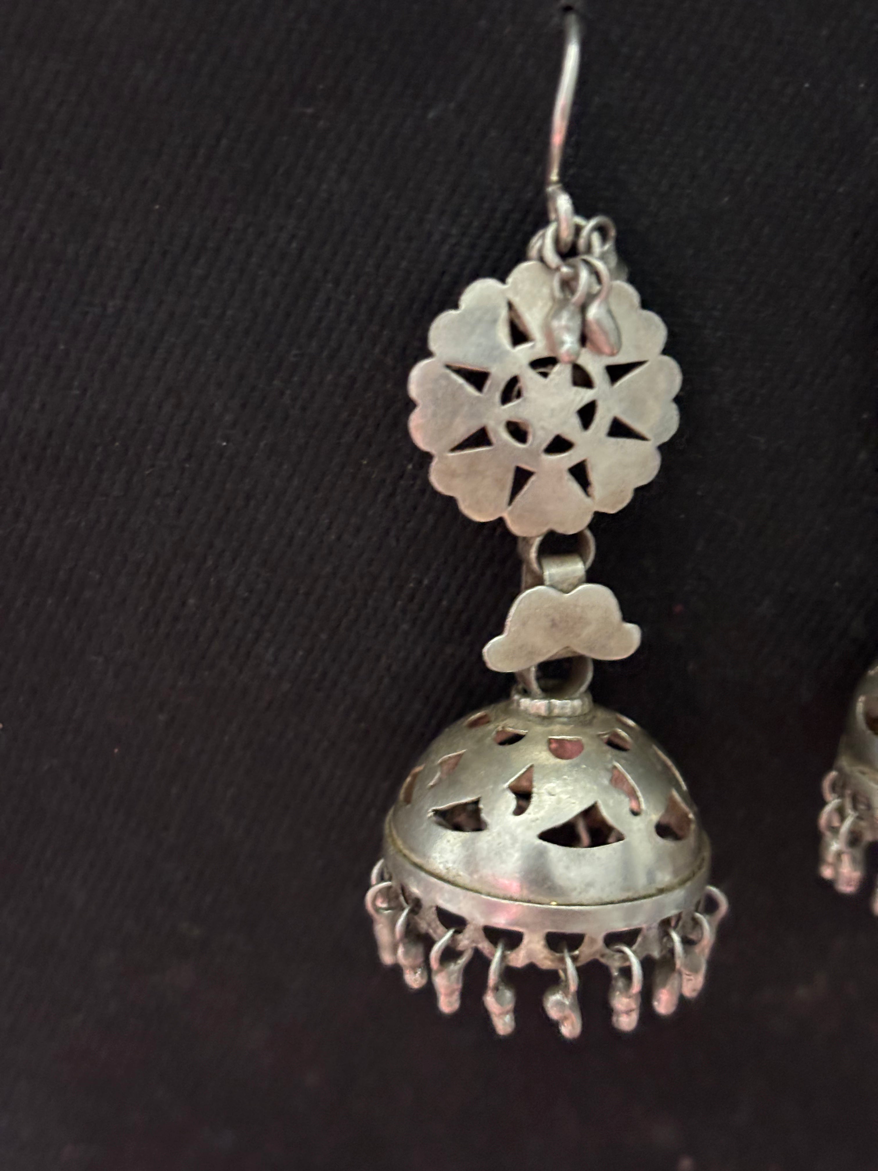Cutwork Silver Jhumki