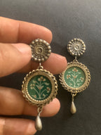 Green Handpainted Earrings