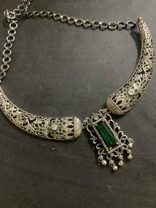 Silver Zircon And Crystal Necklace