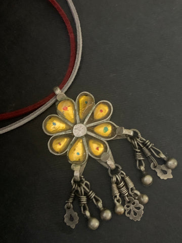 Vintage Flower Shaped Glass Pendant