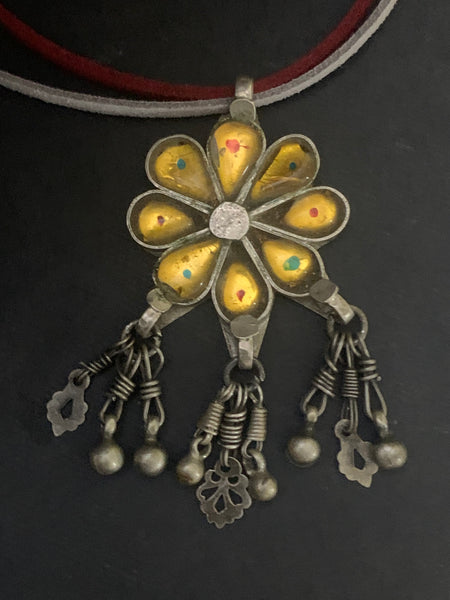 Vintage Flower Shaped Glass Pendant