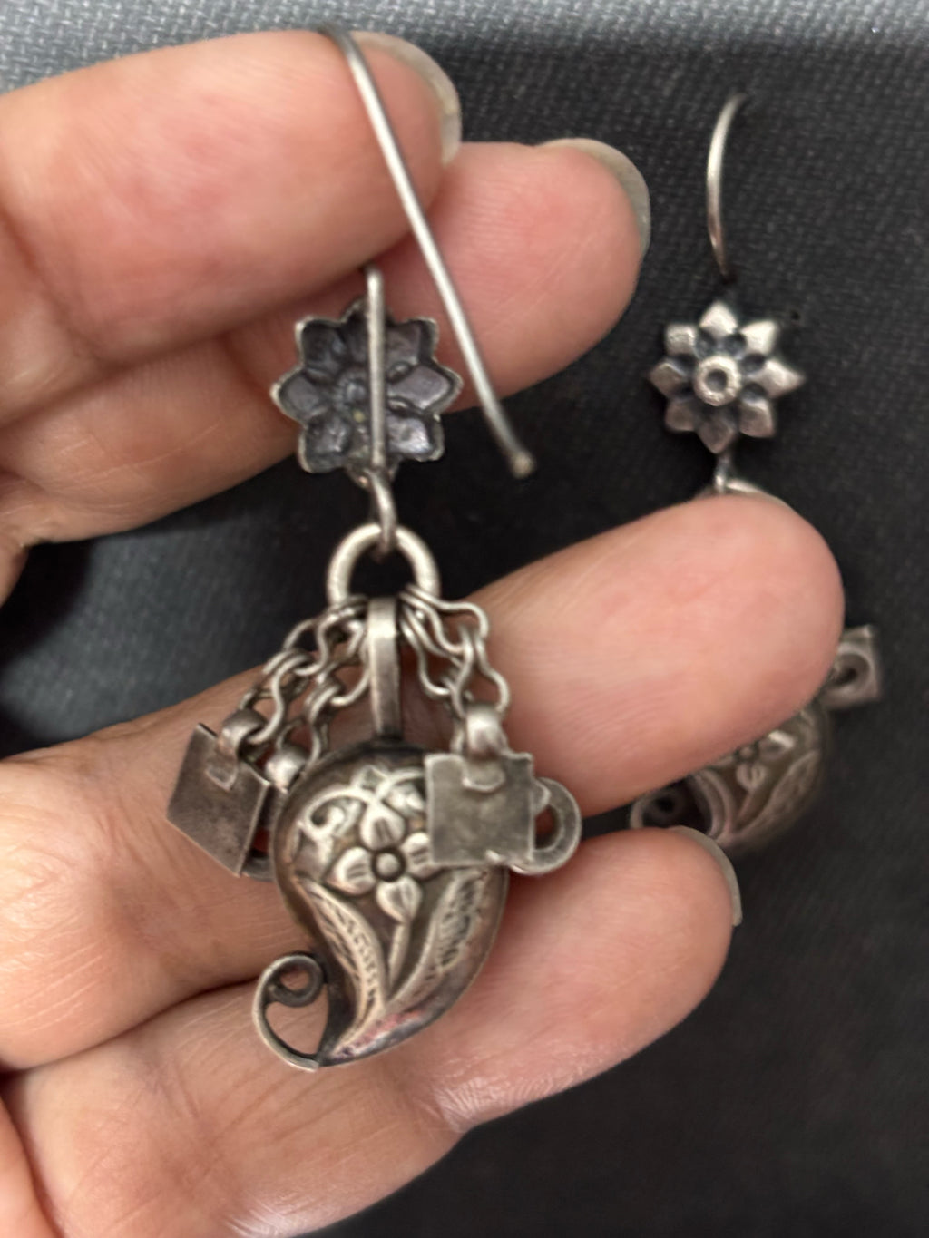 Vintage Silver Paisley Earrings