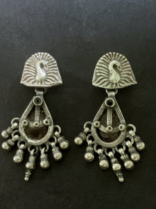 Silver Vintage Maroon Earrings