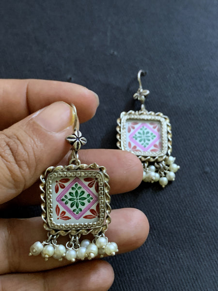 Square Handpainted Earrings