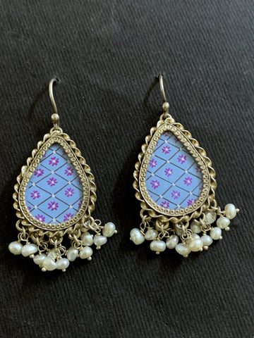 Handpainted Blue Earrings
