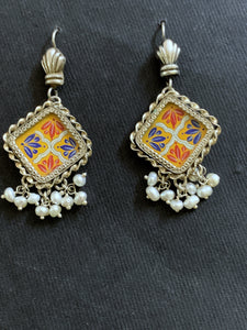 Handpainted Silver Earrings