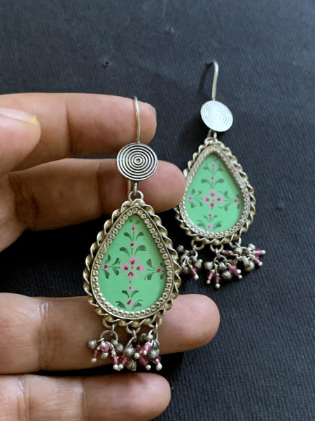 Handpainted Mint Earrings